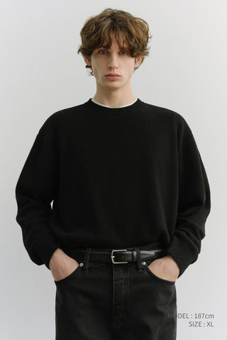 UNISEX BUTTONED CREWNECK SWEATER BLACK