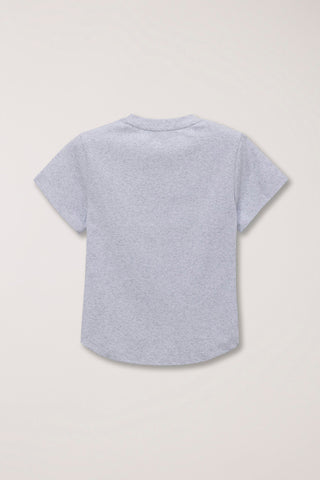 CURVED HEM SLIM TOP LIGHT MELANGE GREY