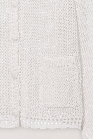 CROCHET COLLARED CARDIGAN IVORY