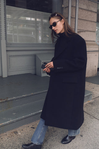 UNISEX BOXY TAILORED COAT BLACK