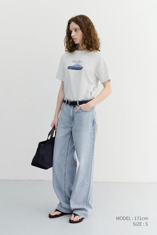 UNISEX SUMMER HOLIDAY CAR T-SHIRT LIGHT MELANGE GREY
