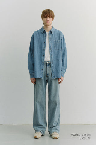 UNISEX OVERSIZED DENIM SHIRT LIGHT BLUE