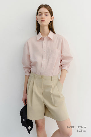 DOUBLE PLEATED BERMUDA SHORTS BEIGE