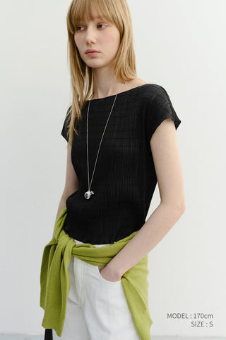 PLEATS BLOUSE BLACK