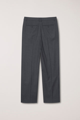 PLEATED SEMI-WIDE SLACKS CHARCOAL GREY