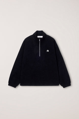 UNISEX HALF ZIP-UP FLEECE SWEATSHIRT BLACK