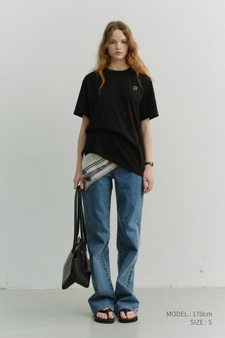 UNISEX LOGO CREASE T-SHIRT BLACK
