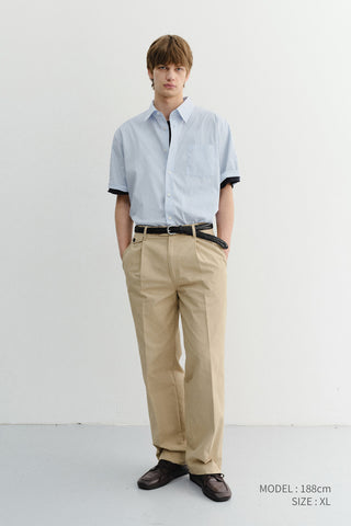 UNISEX OVERSIZED HALF SLEEVE STRIPED SHIRT SOFT BLUE STRIPE