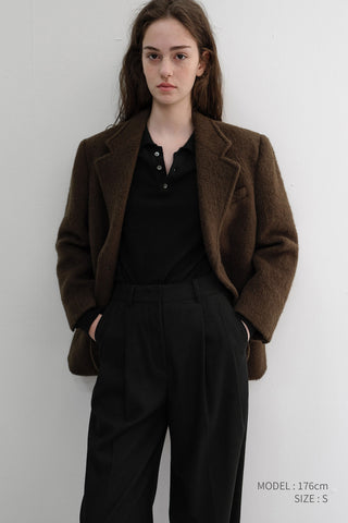 UNISEX ALPACA BLAZER COAT BROWN