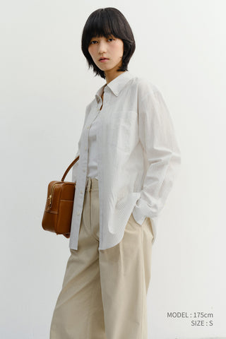 UNISEX CLASSIC STRIPED BD OVERSHIRT CREAM