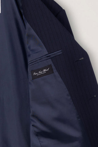UNISEX CLASSIC 3 BUTTON WOOL BLAZER NAVY STRIPE