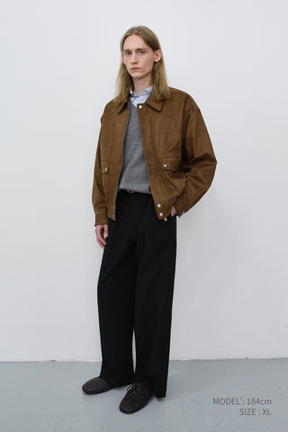 UNISEX ALTER-SUEDE ZIP-UP BLOUSON CAMEL SUEDE