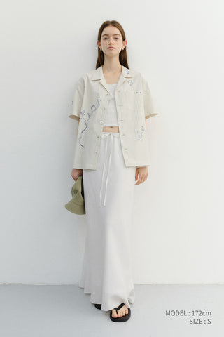 LINEN MAXI SKIRT WHITE