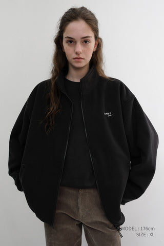 UNISEX ZIP-UP FLEECE SWEATSHIRT BLACK