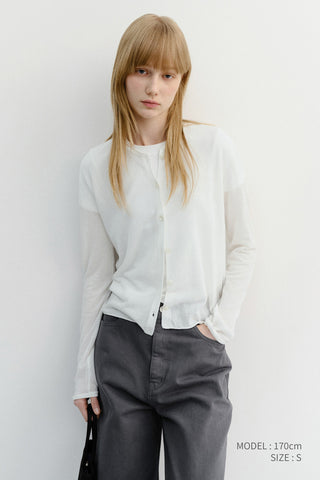 SUMMER ESSENTIAL CREWNECK CARDIGAN WHITE