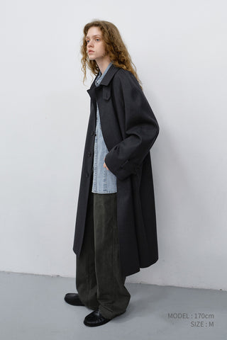 UNISEX H-LINE WOOL MAC COAT CHARCOAL GREY