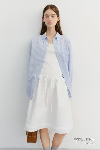 LACED MIDI FULL SKIRT WHITE