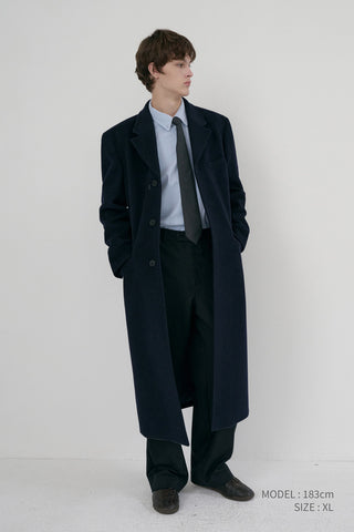 UNISEX 2-WAY 3 BUTTON CASHMERE COAT NAVY