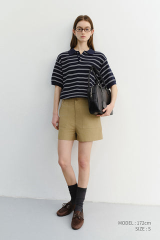 COTTON SAFARI SHORTS KHAKI BEIGE