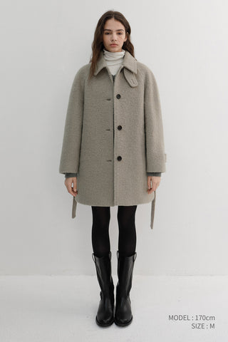 BELTED HALF COAT GREYISH BEIGE