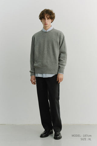 UNISEX BUTTONED CREWNECK SWEATER MELANGE GREY