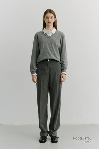 UNISEX SOFT V-NECK SWEATER MELANGE GREY
