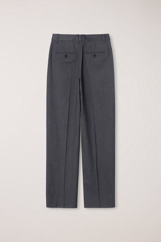 PLEATED SEMI-WIDE SLACKS CHARCOAL GREY