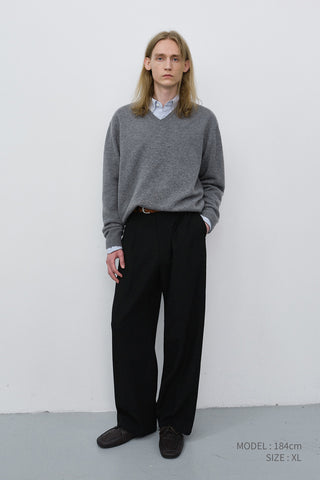 UNISEX CASHMERE V-NECK SWEATER MELANGE GREY