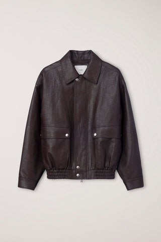 UNISEX ALTER-LEATHER ZIP-UP BLOUSON DARK BROWN