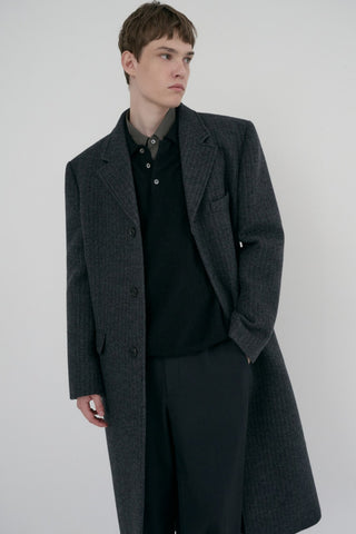 UNISEX 2-WAY 3 BUTTON COAT GREY STRIPE
