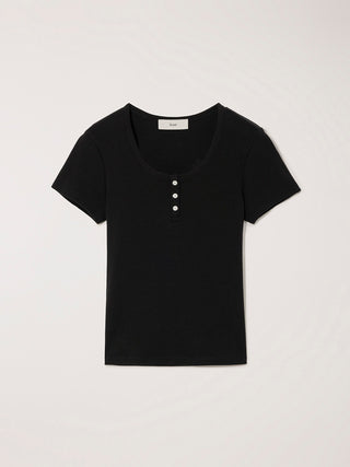 CLASSIC SCOOP NECK TOP BLACK