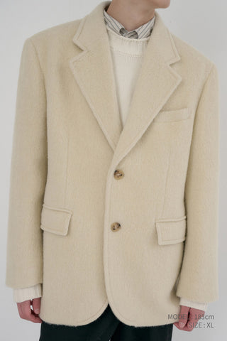 UNISEX ALPACA BLAZER COAT BUTTER BEIGE