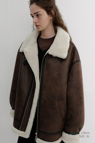UNISEX B-3 SHEARLING JACKET DARK BROWN