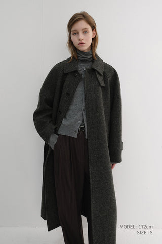 UNISEX RELAXED BALMACAAN COAT BROWN TWEED