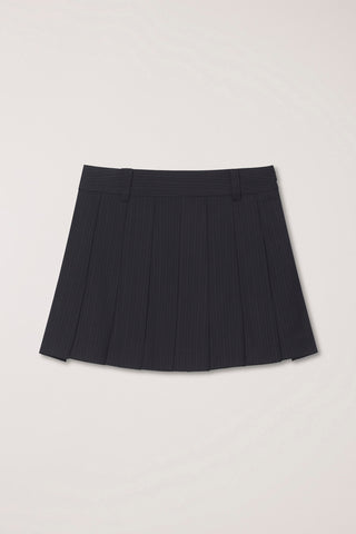 PLEATS MINI STRIPED SKIRT BLACK STRIPE