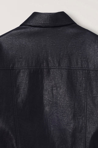UNISEX ALTER-LEATHER ZIP-UP BLOUSON BLACK