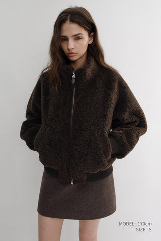 UNISEX BOA FLEECE BLOUSON DARK BROWN