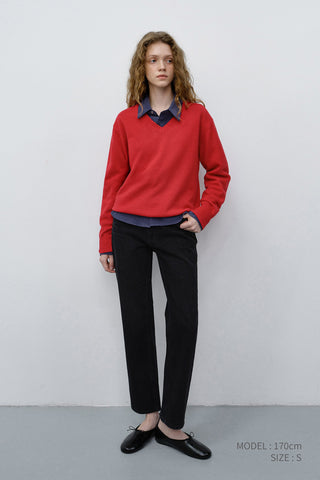 UNISEX CASHMERE V-NECK SWEATER RED