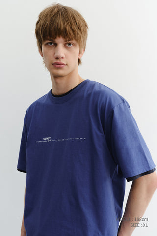 UNISEX MINIMAL LETTERING T-SHIRT BLUE
