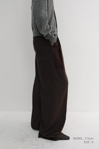 WINTER FLANNEL SLACKS DARK BROWN STRIPE