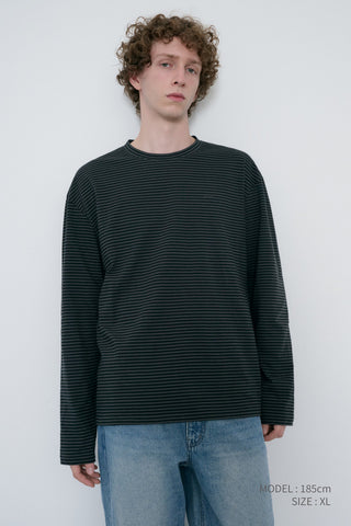 UNISEX MUTED STRIPED T-SHIRT CHARCOAL
