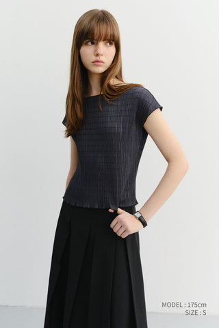 PLEATS BLOUSE CHARCOAL GREY