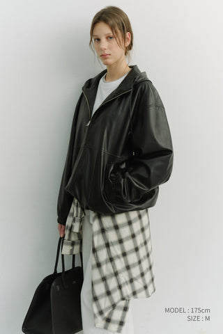 UNISEX ALTER-LEATHER WINDBREAKER BLACK