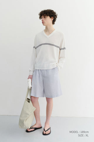 UNISEX PAJAMA BERMUDA SHORTS BLUE STRIPE