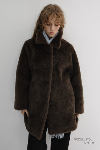 FLUFFY FUR JACKET BROWN