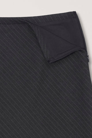 BIAS MIDI STRIPED SKIRT CHARCOAL GREY STRIPE