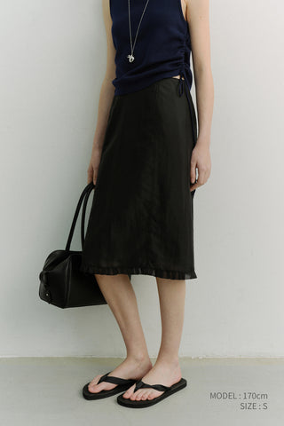 H-LINE LACED MIDI SKIRT BLACK