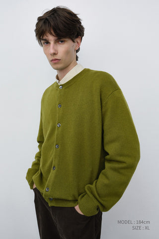 UNISEX CREWNECK KNIT CARDIGAN OLIVE GREEN