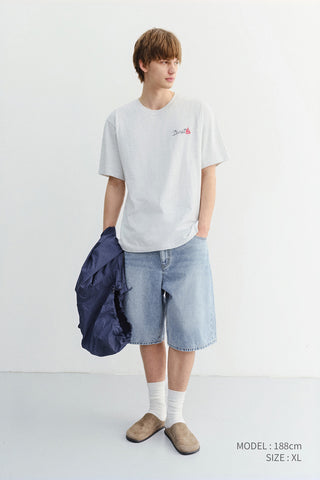UNISEX MARINE LOGO T-SHIRT LIGHT MELANGE GREY