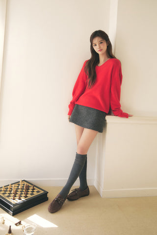[SULLYOON PICK] WOOL MINI SKIRT MELANGE GREY